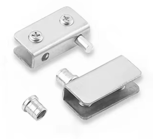 Zapfenscharniere für Glastüren von 6 mm bis 8 mm Glas.